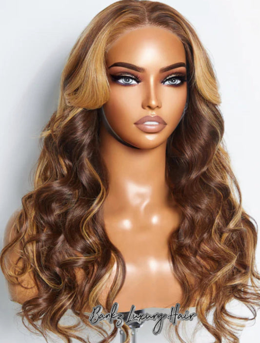 “Jade” 24 Inches 5"x5" Body Wavy Wear & Go Glueless #4/27 Lace Closure Wig Human Hair