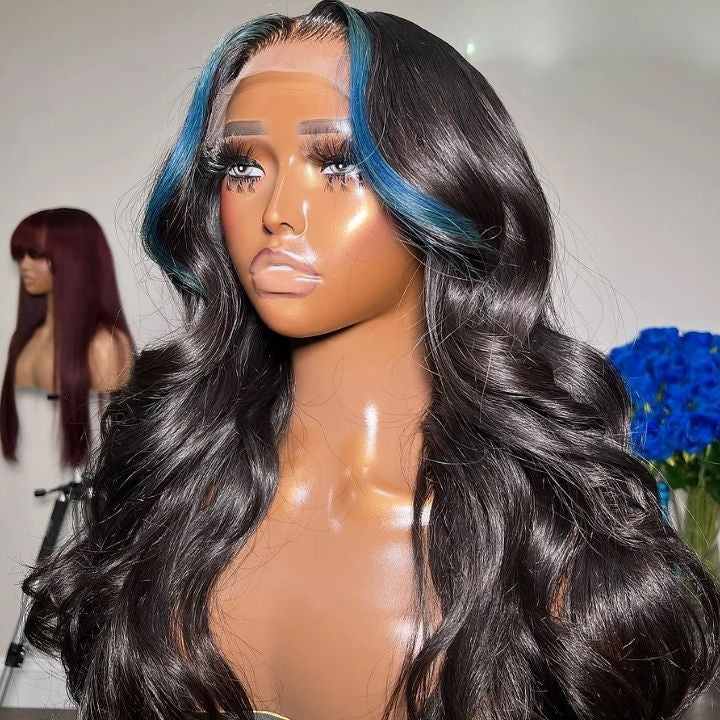 “BOSSY” Light Blue Transparent Lace Front Human Hair Body Wave 13x4/4x4