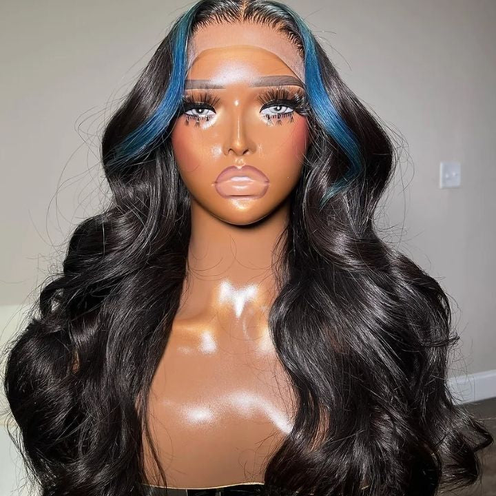 “BOSSY” Light Blue Transparent Lace Front Human Hair Body Wave 13x4/4x4