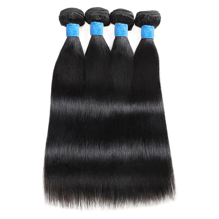 10-36 Inch Straight Virgin Brazilian Hair #1B Natural Black